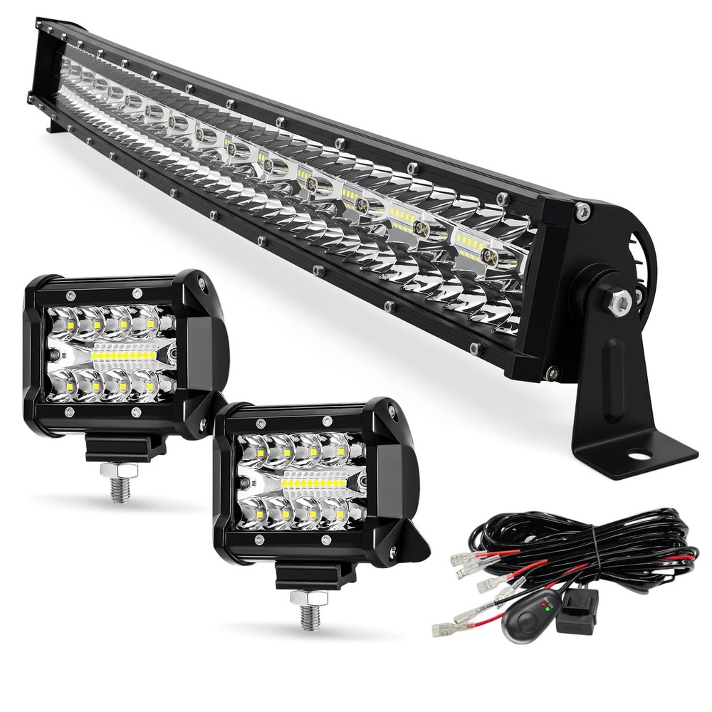32IN 585W Curved Led Light Bar Kit Super Bright Spot Flood Combo Driving Ligh…