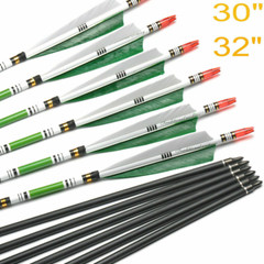 30″/32″ Turkey Feathers Carbon Arrows Spine500 for Compound Recurve Bow Hunting