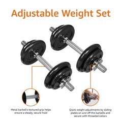 Amazon Basics Adjustable Dumbbell Hand Weight Set, 38 lb, Black