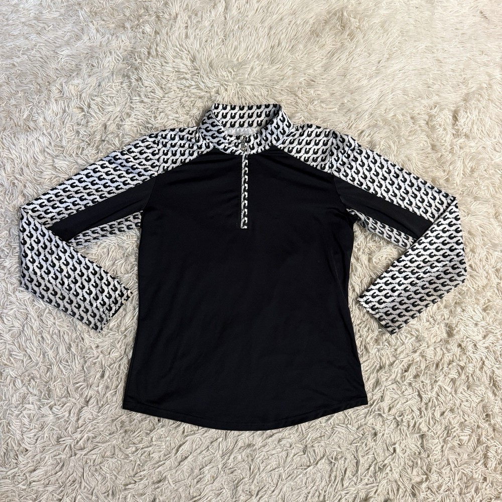 Women’s Medium Black/White Sansoleil Long Sleeve Horseback Riding Sunshirt