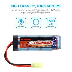 Tenergy 8.4V 1600mAh Flat NiMH Airsoft Battery Pack+8.4V-9.6V NiMH Smart Charger