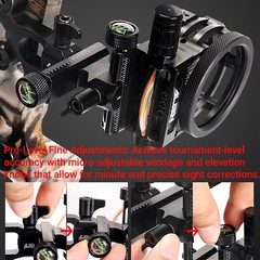 5Pin Compound Bow Sight 0.019″ Mirco Adjustable Archery Bow Hunting Target RH LH