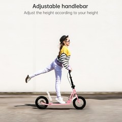 Foldable Commuter Kick Scooter For Adults Teens w/ 12″ Large Air Rubber Tires👍