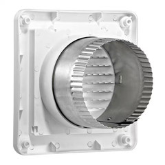 4 In. White Plastic Fresh Air Intake Vent with Mini Louvers, Removable Screen, a