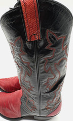 Vintage Tony Lama Cherry Red / Black Lizard Skin Boots Men’s 8.5D Style 8331 C06