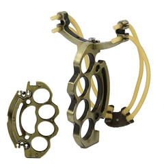 Heavy Duty Metal Two Card Rubber Band Outdoor Hunting Slingshot 6 1/4 inches