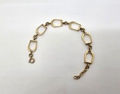 VINTAGE HEAVILY YELLOW GOLD FILLED EQUESTRIAN STIRRUP IRON LINK BRACELET