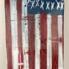 Dystopian American Flag Punk Rock Hunger & Peace Art Mini Skateboard Deck 7″