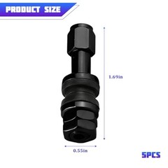 5PCS TR43E Tubeless Car Valve Stems, Metal Clamp-in Vehicle Tire Valve Black