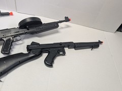Lot 3 Used Airsoft Blaster BB SMG Pulse R15 Drum Mag Battery Black Orange Tip