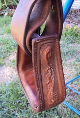 SIMCO Western Show / Parade Saddle- 15″ -SILVER HEARTS- Tooled Design -STUNNING!