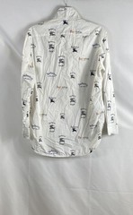 Burberry Women’s White Multi-Color Sport Logo Print Button Down Shirt Sz 8