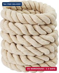 Natural White Cotton Rope 4/5 inch x 10 ft,Tug of War Rope,Strong Triple-Strand