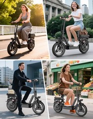 14″ Adults Electric Scooter with Seat 1000W 45 Miles Foldable E-Scooter for Pets
