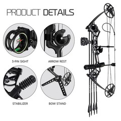 Ready to Hunt Compound Bow Package , Fits Adults & Teens, 0-70 Lbs Adjustable