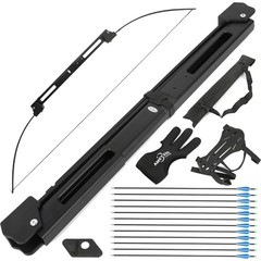 55″ 55LB Folding Bow &Arrow Set Aluminum Alloy Riser Archery Longbow Recurve Bow