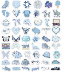 30PCS Cute Summer Blue Ocean Aesthetic Stickers For Water Bottle Laptop