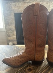 Tony Lama Ostrich Leather Peanut Brittle”Cowboy Boots Men’s Size 8 EE