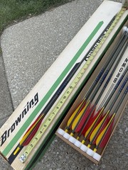 Browning Vintage NOS Aluminum Arrow Set of 12, 6 Field Tips & 6 Broadheads