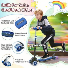 Hangmaicome Kick Scooter For Kids Ages 3-12 Stable Three Wheeledlight-Up Wheels