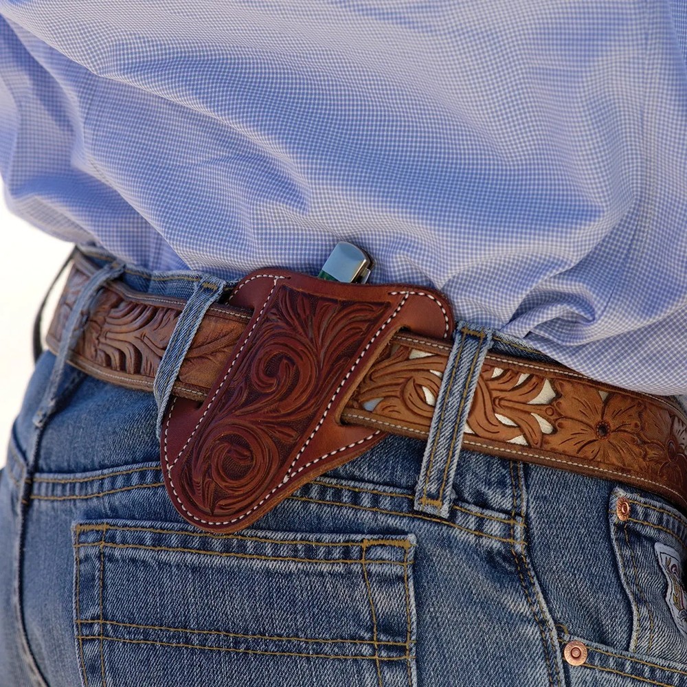 Martin Saddlery Floral Angled Tooled Leather Knife Scabbard – Large 4 7/8in L x
