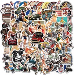 100pcs Sexy Pinup Girl Stickers, Retro Motorcycle Girl Stickers Pack for Adults,