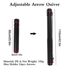 Adjustable Arrow Quiver Tube Holder 12-24 PCS Archery Case Back Shoulder w/ Belt