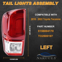 Tail Light Rear Lamp Compatible with 2016-2023 Toyota Tacoma Left Driver Side Ta