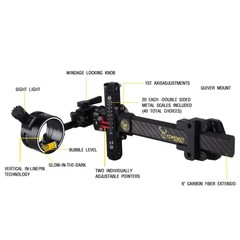 Compound Bow Sight 4X 6X 8X Lens 0.019″ Micro Fiber Adjustable 1Pin Archery Hunt