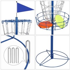 Portable Disc Golf Basket Practice Game Target Cross Chain Outdoor Trapper Blue