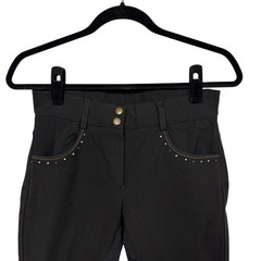 Ovation Black Horse-Riding Breeches Pants, Size 28R, Full Seat Rhinestones Studs
