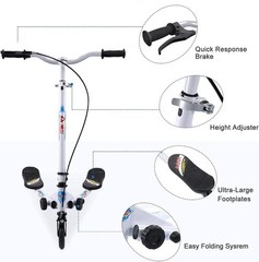 Swing Scooter for Kids, 3 Wheels Foldable Wiggle Kick Scooter Push Drifting w…