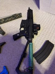 AIRSOFT Lot Two Guns One Aeg Calico Jack Modded, And One Gas Rifle Knights Arm.