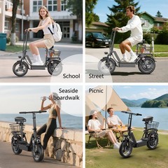 Adult Electric Scooter with Seat 14″ Tire 48V 15AH 25MPH 45Miles1500W Peak Motor