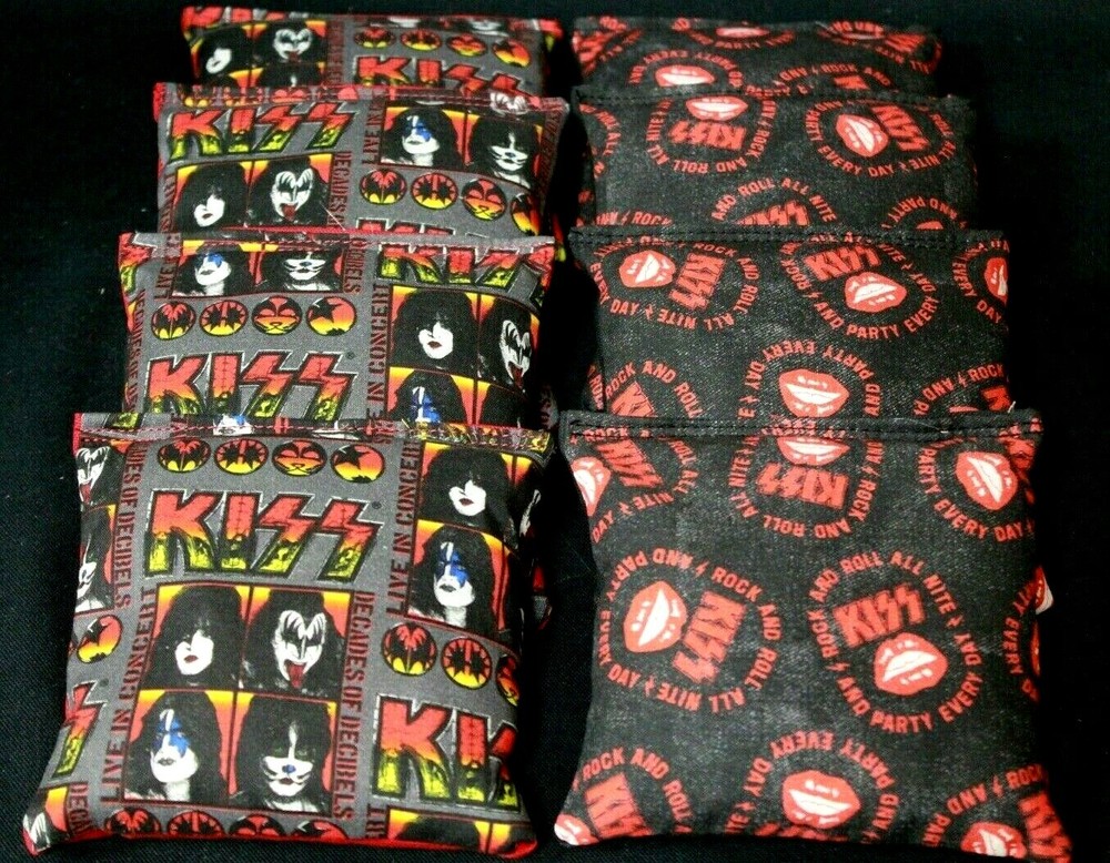 KISS ROCK AND ROLL MUSIC PARTY LOVE BITES Cornhole Bean Bags 8 Aca Regulation