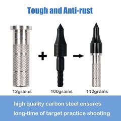 AsYeegata 12 Pack Aluminum Inserts .244/6.20mm for Carbon Sliver, Black