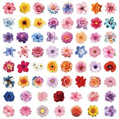 30Pcs Random PET Transparent Colorful Flower Natural Plants Floral Stickers