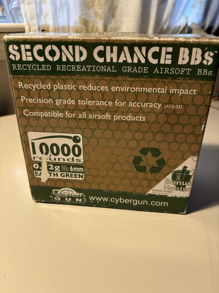 Soft Air CyberGun 10,000 Second Chance Recycled 0.12g 6mm Earth Green BBS Rounds