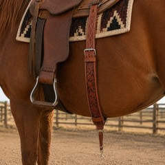 Horse Western Leather Tooled Back Rear Cinch Flank Girth w/ Off Billets 9762A