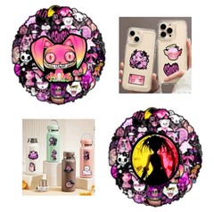 30Pcs Random Aesthetic Dark Pink Gothic Horror Pastel Spooky Waterproof Stickers