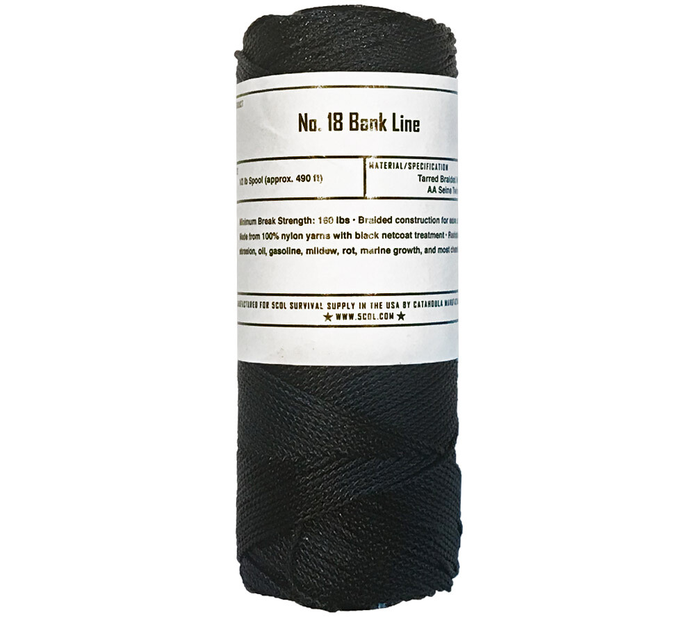 Bank Line Size 18 Tarred Braided 5col Survival Supply Half Pound Roll 490 ft
