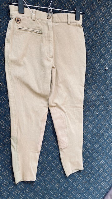 ARIAT BREECHES Size 12 YOUTH Tan* VGC Cotton Blend Front Zip
