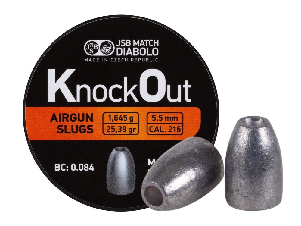 JSB Match 200 Count KNOCKOUT SLUG HP 5.5mm .216 / .22 Caliber Airgun Pellets