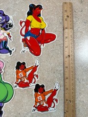 Lot of 5 Vintage Pinup & Devil Girl & Alien Decal Stickers by Coop Poster Pop