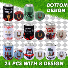 Umigy 24 Pcs Derby Party Supplies 2026 Horse Racing Can Sleeves 12 oz Run for th