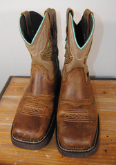 Justin Women’s Western Equestrian Boots Brown Leather Fabric GY9536 Size 9B