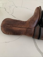 Men’s US 8M Dan Post Ka Python Print Leather Brown Western Cowboy Boots Preowned