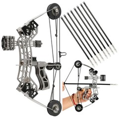 10.2″ Compound Bow Set with Stainless Steel, 4/8 Arrows & Target Paper – Archery
