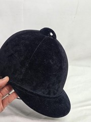 Vintage Equestrian Riding Helmet Hunt Cap Black Velvet English Horse Hat 70s 80s