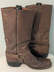VTG 70S ACME DINGO 13″ HARNESS COWBOY BOOTS SQUARE TOE USA MADE 10.5 D BROWN